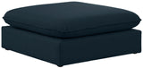 Mackenzie Linen Textured Fabric / Engineered Wood / Foam Contemporary Navy Durable Linen Textured Ottoman - 40" W x 40" D x 18.5" H