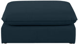 Mackenzie Linen Textured Fabric / Engineered Wood / Foam Contemporary Navy Durable Linen Textured Ottoman - 40" W x 40" D x 18.5" H