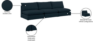 Mackenzie Linen Textured Fabric / Engineered Wood / Foam Contemporary Navy Durable Linen Textured Modular Sofa - 120" W x 40" D x 35" H