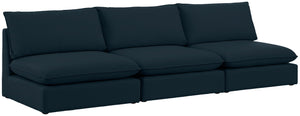 Mackenzie Linen Textured Fabric / Engineered Wood / Foam Contemporary Navy Durable Linen Textured Modular Sofa - 120" W x 40" D x 35" H
