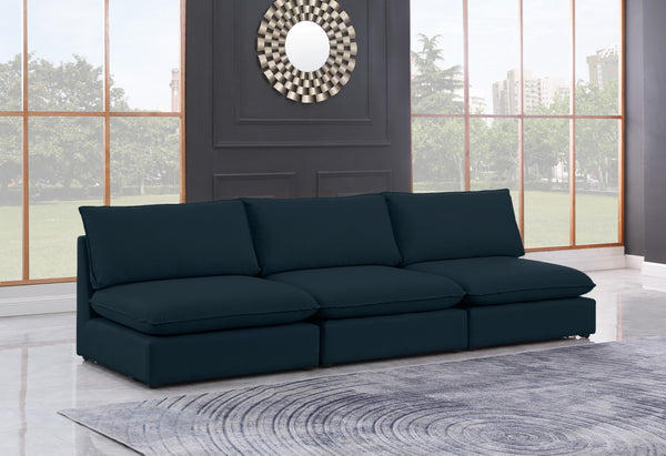 Mackenzie Linen Textured Fabric / Engineered Wood / Foam Contemporary Navy Durable Linen Textured Modular Sofa - 120" W x 40" D x 35" H