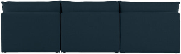 Mackenzie Linen Textured Fabric / Engineered Wood / Foam Contemporary Navy Durable Linen Textured Modular Sofa - 120" W x 40" D x 35" H