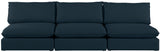 Mackenzie Linen Textured Fabric / Engineered Wood / Foam Contemporary Navy Durable Linen Textured Modular Sofa - 120" W x 40" D x 35" H