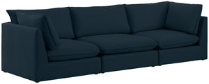 Mackenzie Linen Textured Fabric / Engineered Wood / Foam Contemporary Navy Durable Linen Textured Modular Sofa - 120" W x 40" D x 35" H