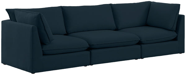 Mackenzie Linen Textured Fabric / Engineered Wood / Foam Contemporary Navy Durable Linen Textured Modular Sofa - 120" W x 40" D x 35" H