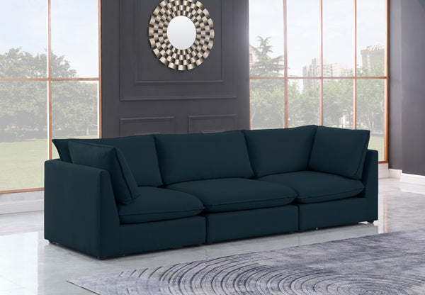 Mackenzie Linen Textured Fabric / Engineered Wood / Foam Contemporary Navy Durable Linen Textured Modular Sofa - 120" W x 40" D x 35" H