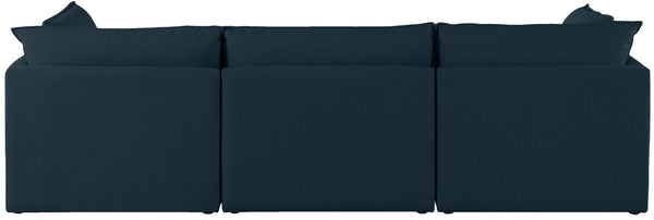 Mackenzie Linen Textured Fabric / Engineered Wood / Foam Contemporary Navy Durable Linen Textured Modular Sofa - 120" W x 40" D x 35" H