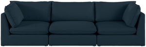 Mackenzie Linen Textured Fabric / Engineered Wood / Foam Contemporary Navy Durable Linen Textured Modular Sofa - 120" W x 40" D x 35" H