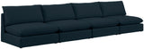 Mackenzie Linen Textured Fabric / Engineered Wood / Foam Contemporary Navy Durable Linen Textured Modular Sofa - 160" W x 40" D x 35" H