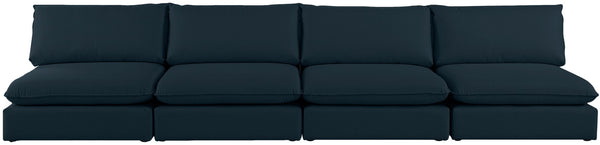 Mackenzie Linen Textured Fabric / Engineered Wood / Foam Contemporary Navy Durable Linen Textured Modular Sofa - 160" W x 40" D x 35" H