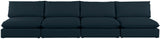 Mackenzie Linen Textured Fabric / Engineered Wood / Foam Contemporary Navy Durable Linen Textured Modular Sofa - 160" W x 40" D x 35" H