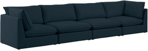 Mackenzie Linen Textured Fabric / Engineered Wood / Foam Contemporary Navy Durable Linen Textured Modular Sofa - 160" W x 40" D x 35" H