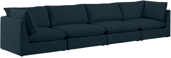 Mackenzie Linen Textured Fabric / Engineered Wood / Foam Contemporary Navy Durable Linen Textured Modular Sofa - 160" W x 40" D x 35" H