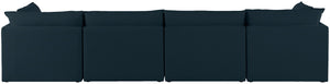 Mackenzie Linen Textured Fabric / Engineered Wood / Foam Contemporary Navy Durable Linen Textured Modular Sofa - 160" W x 40" D x 35" H