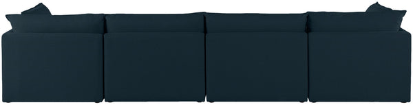 Mackenzie Linen Textured Fabric / Engineered Wood / Foam Contemporary Navy Durable Linen Textured Modular Sofa - 160" W x 40" D x 35" H