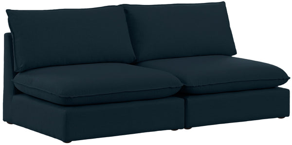 Mackenzie Linen Textured Fabric / Engineered Wood / Foam Contemporary Navy Durable Linen Textured Modular Sofa - 80" W x 40" D x 35" H