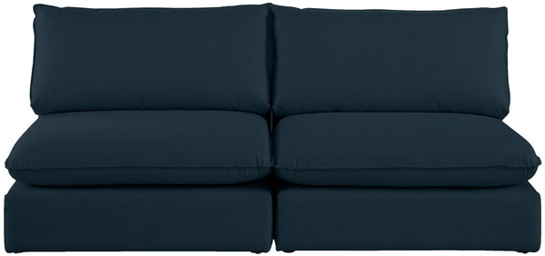 Mackenzie Linen Textured Fabric / Engineered Wood / Foam Contemporary Navy Durable Linen Textured Modular Sofa - 80" W x 40" D x 35" H