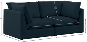 Mackenzie Linen Textured Fabric / Engineered Wood / Foam Contemporary Navy Durable Linen Textured Modular Sofa - 80" W x 40" D x 35" H