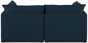 Mackenzie Linen Textured Fabric / Engineered Wood / Foam Contemporary Navy Durable Linen Textured Modular Sofa - 80" W x 40" D x 35" H