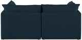 Mackenzie Linen Textured Fabric / Engineered Wood / Foam Contemporary Navy Durable Linen Textured Modular Sofa - 80" W x 40" D x 35" H