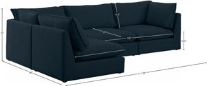 Mackenzie Linen Textured Fabric / Engineered Wood / Foam Contemporary Navy Durable Linen Textured Modular Sectional - 120" W x 80" D x 35" H