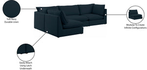Mackenzie Linen Textured Fabric / Engineered Wood / Foam Contemporary Navy Durable Linen Textured Modular Sectional - 120" W x 80" D x 35" H