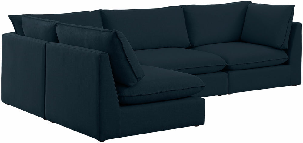 Mackenzie Linen Textured Fabric / Engineered Wood / Foam Contemporary Navy Durable Linen Textured Modular Sectional - 120" W x 80" D x 35" H