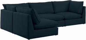 Mackenzie Linen Textured Fabric / Engineered Wood / Foam Contemporary Navy Durable Linen Textured Modular Sectional - 120" W x 80" D x 35" H