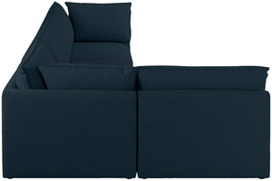 Mackenzie Linen Textured Fabric / Engineered Wood / Foam Contemporary Navy Durable Linen Textured Modular Sectional - 120" W x 80" D x 35" H