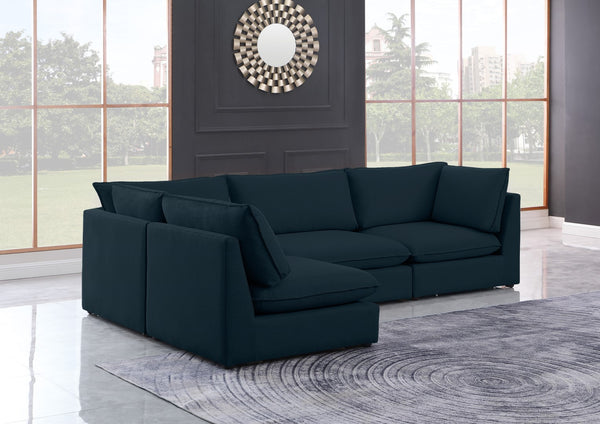 Mackenzie Linen Textured Fabric / Engineered Wood / Foam Contemporary Navy Durable Linen Textured Modular Sectional - 120" W x 80" D x 35" H