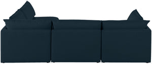 Mackenzie Linen Textured Fabric / Engineered Wood / Foam Contemporary Navy Durable Linen Textured Modular Sectional - 120" W x 80" D x 35" H