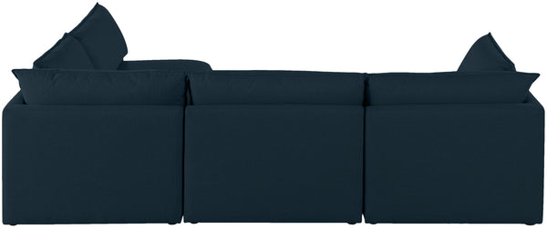 Mackenzie Linen Textured Fabric / Engineered Wood / Foam Contemporary Navy Durable Linen Textured Modular Sectional - 120" W x 80" D x 35" H