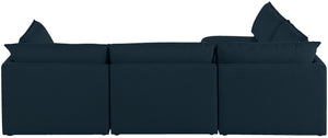 Mackenzie Linen Textured Fabric / Engineered Wood / Foam Contemporary Navy Durable Linen Textured Modular Sectional - 120" W x 80" D x 35" H