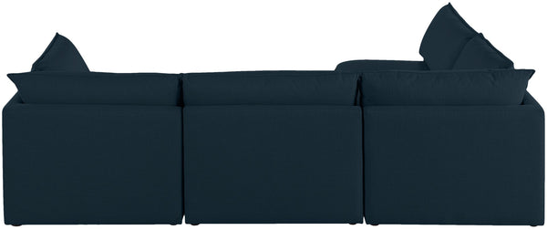 Mackenzie Linen Textured Fabric / Engineered Wood / Foam Contemporary Navy Durable Linen Textured Modular Sectional - 120" W x 80" D x 35" H