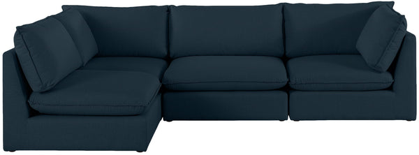 Mackenzie Linen Textured Fabric / Engineered Wood / Foam Contemporary Navy Durable Linen Textured Modular Sectional - 120" W x 80" D x 35" H