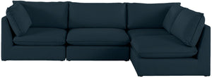 Mackenzie Linen Textured Fabric / Engineered Wood / Foam Contemporary Navy Durable Linen Textured Modular Sectional - 120" W x 80" D x 35" H