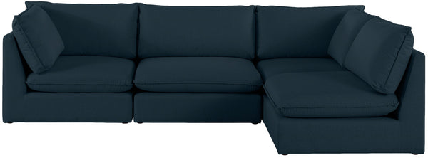 Mackenzie Linen Textured Fabric / Engineered Wood / Foam Contemporary Navy Durable Linen Textured Modular Sectional - 120" W x 80" D x 35" H