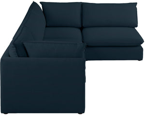 Mackenzie Linen Textured Fabric / Engineered Wood / Foam Contemporary Navy Durable Linen Textured Modular Sectional - 120" W x 80" D x 35" H