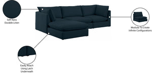 Mackenzie Linen Textured Fabric / Engineered Wood / Foam Contemporary Navy Durable Linen Textured Modular Sectional - 120" W x 80" D x 35" H