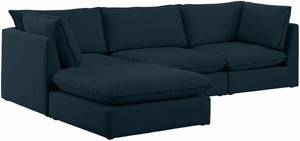 Mackenzie Linen Textured Fabric / Engineered Wood / Foam Contemporary Navy Durable Linen Textured Modular Sectional - 120" W x 80" D x 35" H