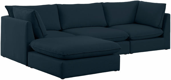 Mackenzie Linen Textured Fabric / Engineered Wood / Foam Contemporary Navy Durable Linen Textured Modular Sectional - 120" W x 80" D x 35" H