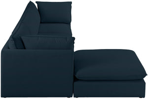 Mackenzie Linen Textured Fabric / Engineered Wood / Foam Contemporary Navy Durable Linen Textured Modular Sectional - 120" W x 80" D x 35" H