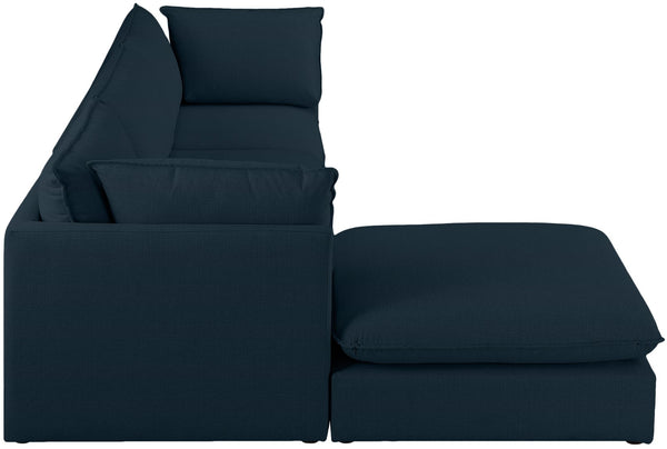 Mackenzie Linen Textured Fabric / Engineered Wood / Foam Contemporary Navy Durable Linen Textured Modular Sectional - 120" W x 80" D x 35" H