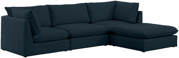 Mackenzie Linen Textured Fabric / Engineered Wood / Foam Contemporary Navy Durable Linen Textured Modular Sectional - 120" W x 80" D x 35" H