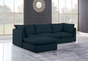 Mackenzie Linen Textured Fabric / Engineered Wood / Foam Contemporary Navy Durable Linen Textured Modular Sectional - 120" W x 80" D x 35" H