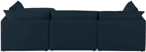 Mackenzie Linen Textured Fabric / Engineered Wood / Foam Contemporary Navy Durable Linen Textured Modular Sectional - 120" W x 80" D x 35" H