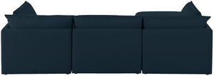 Mackenzie Linen Textured Fabric / Engineered Wood / Foam Contemporary Navy Durable Linen Textured Modular Sectional - 120" W x 80" D x 35" H