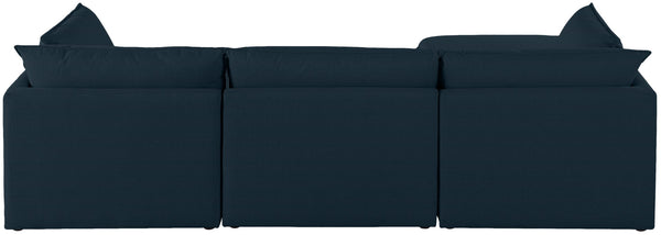 Mackenzie Linen Textured Fabric / Engineered Wood / Foam Contemporary Navy Durable Linen Textured Modular Sectional - 120" W x 80" D x 35" H