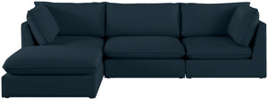 Mackenzie Linen Textured Fabric / Engineered Wood / Foam Contemporary Navy Durable Linen Textured Modular Sectional - 120" W x 80" D x 35" H