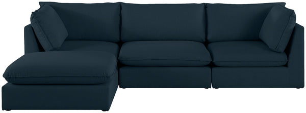 Mackenzie Linen Textured Fabric / Engineered Wood / Foam Contemporary Navy Durable Linen Textured Modular Sectional - 120" W x 80" D x 35" H